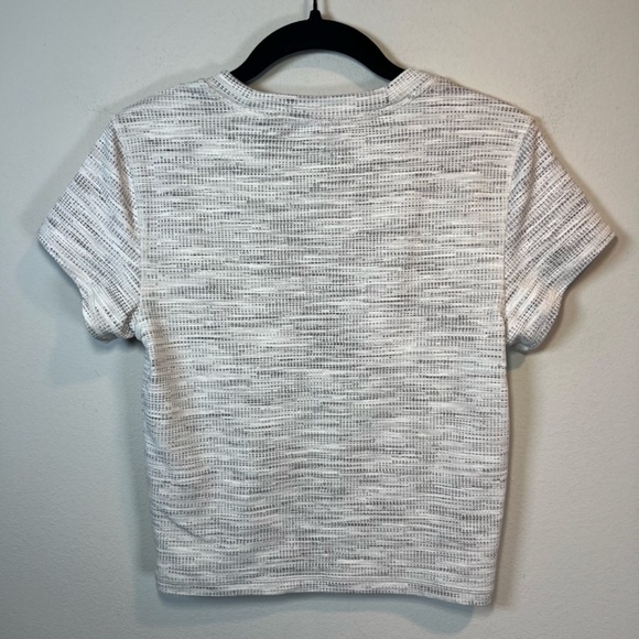 Calia Women's Essential Crop Jacquard Tee Shirt Gray Beige Textured FLAW Medium - Picture 7 of 10